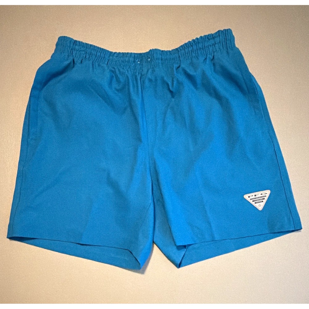 Columbia PFG Men's Size S Blue Solid Swim Trunks Lined Elastic Waist Back Pocket